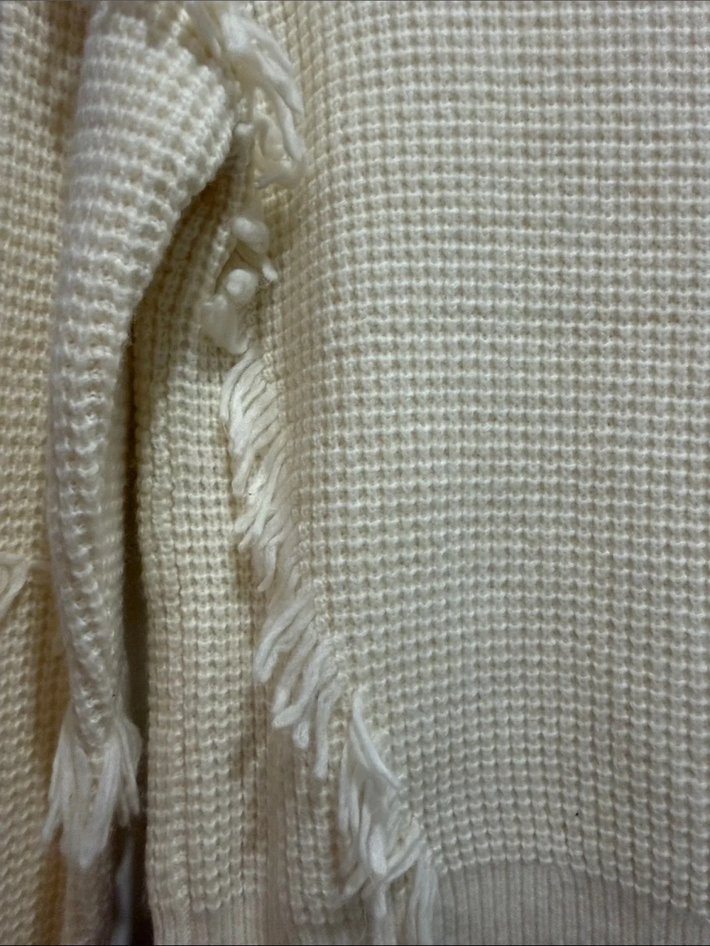 NWOT Michael Kors Cream Fringe Waffle-Knit Sweater - Womens medium